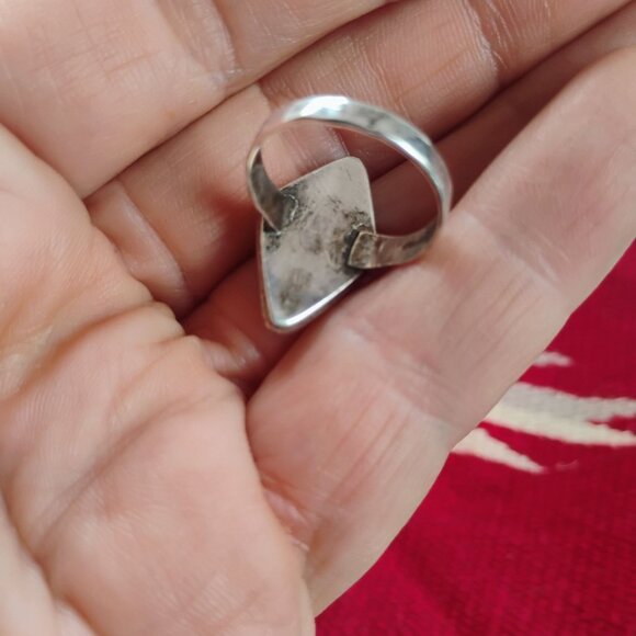 Vtg Zuni Snake Eye Turquoise Sterling Silver Ring Size 7 - Picture 7 of 8